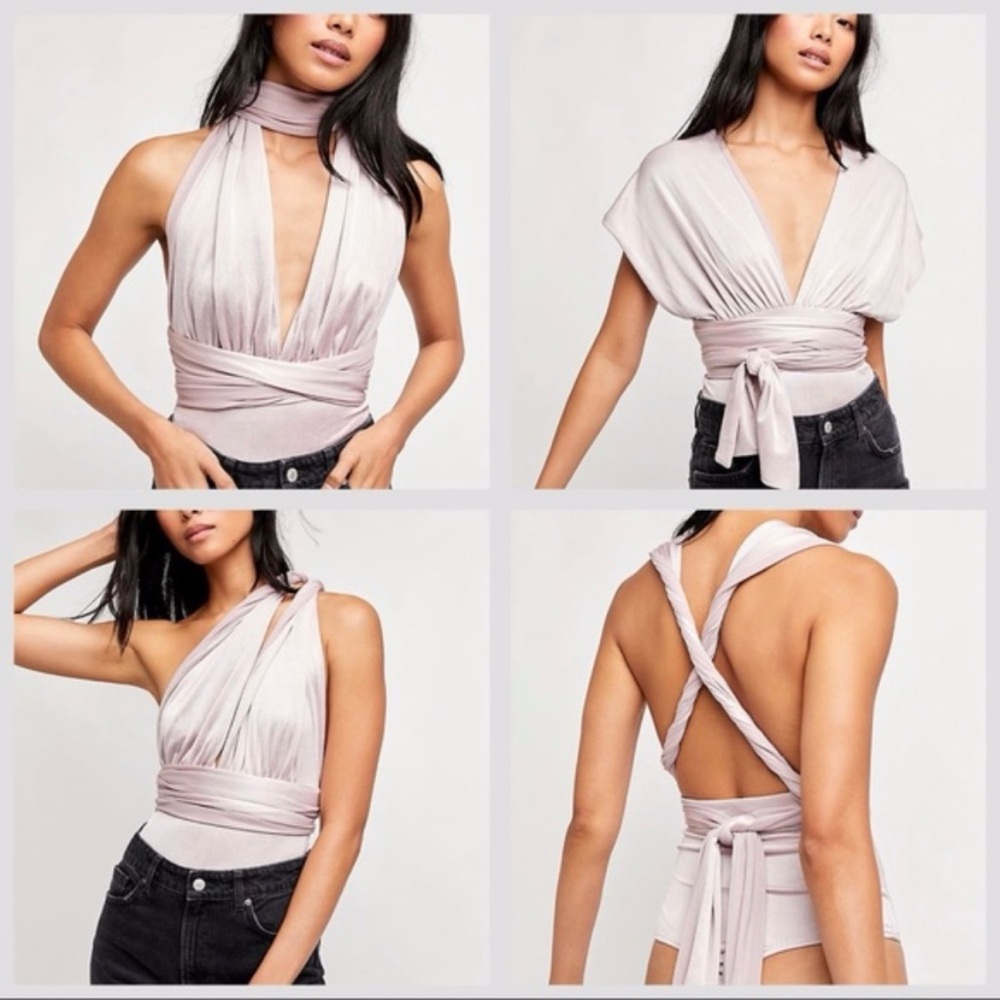 Free People 100 Ways Convertible Bodysuit Pink Women’s Large